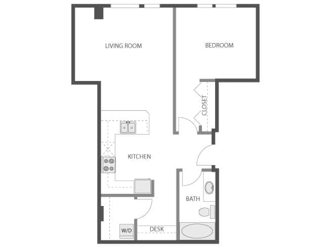 A3d floor plan, 1 Bedroom, 1 Bathroom at AMLI 535 apartments