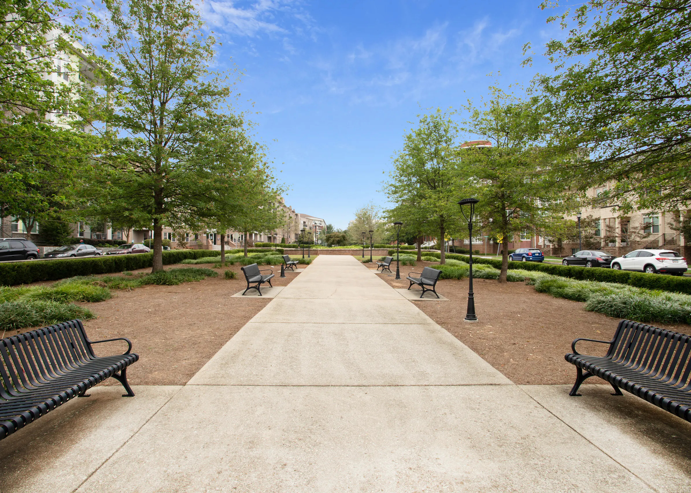 Park area and bench seating