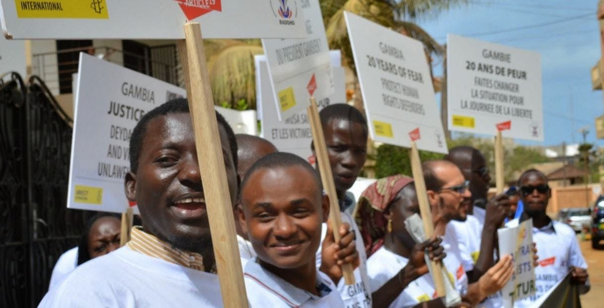 Manifestation pour la liberté en Gambie