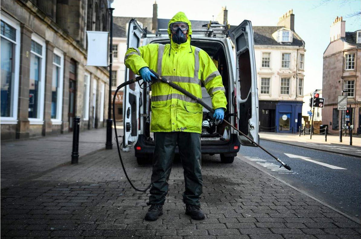 Robin Barclay, cleaning contractor, in Glasgow, Scotland, on April 18, 2020;
