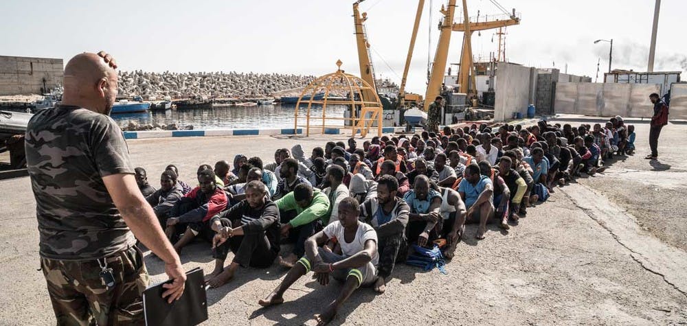 Réfugiés dans un centre de détention en Libye