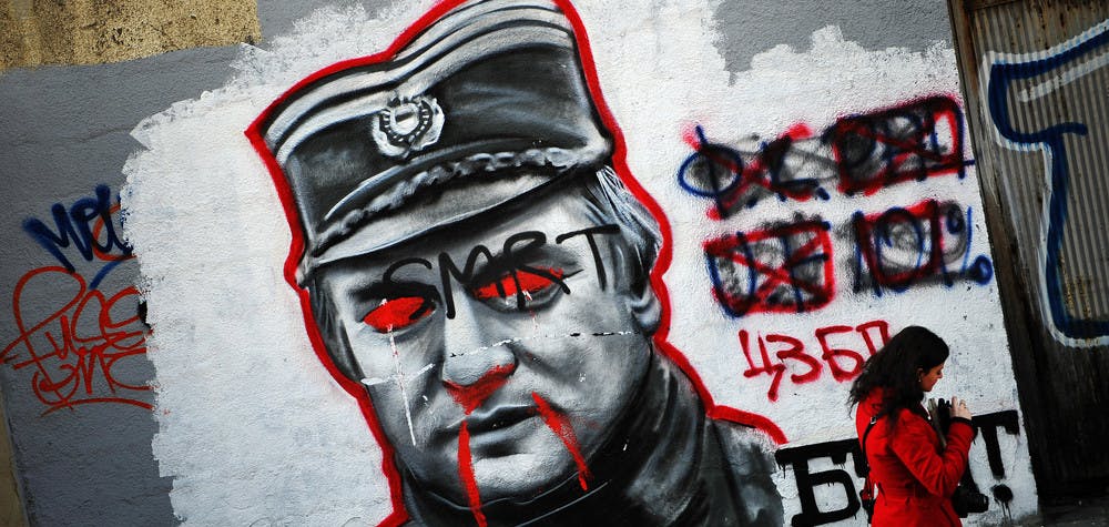Graffiti représentant Ratko Mladić dans le centre de Belgrade