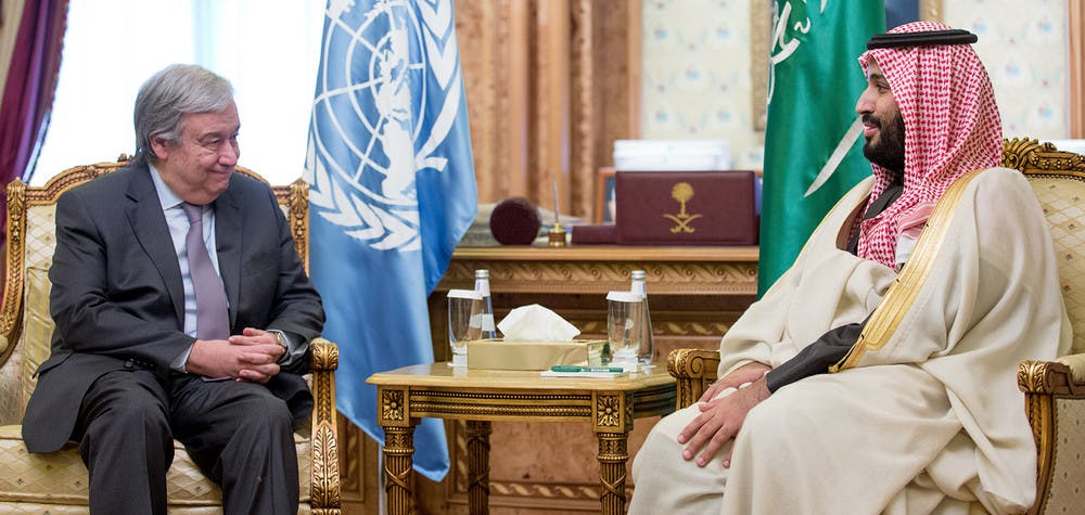Le SG de l'ONU rencontre le prince héritier d'Arabie saoudite Mohammad bin Salman Al Saud - 02/2017