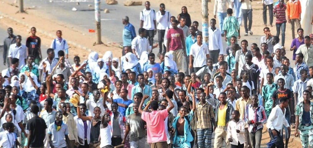 Manifestants soudanais dans la ville d'Omdurman - Soudan sept.2013 