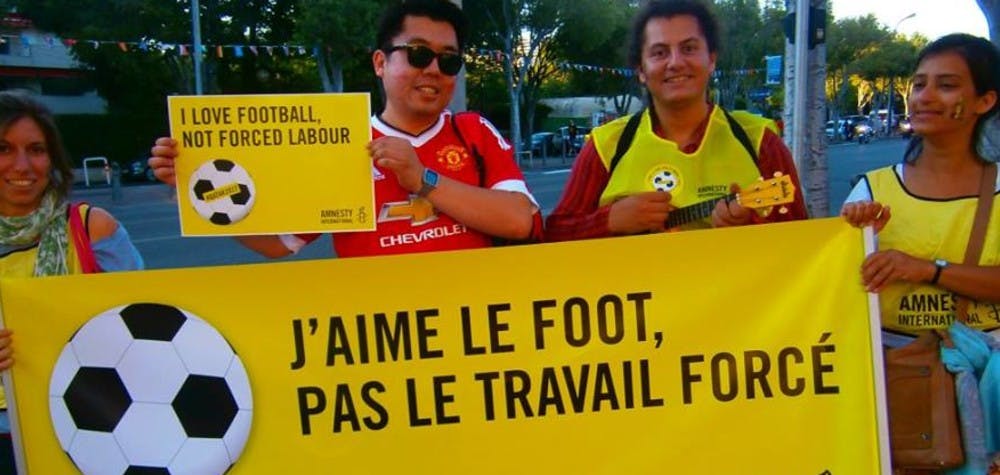 A Marseille en protestation contre le travail forcé