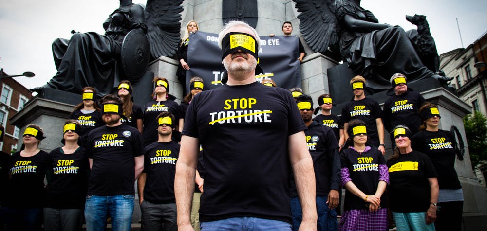 Mobilisation de militants contre la torture en juin 2014 