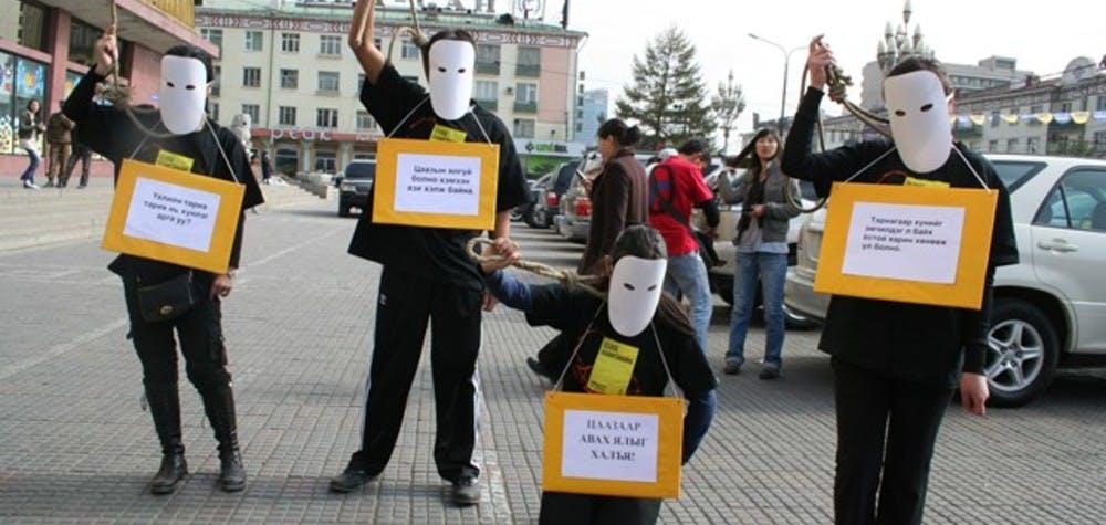 Mobilisation des militants d'Amnesty en Mongolie contre la peine de mort