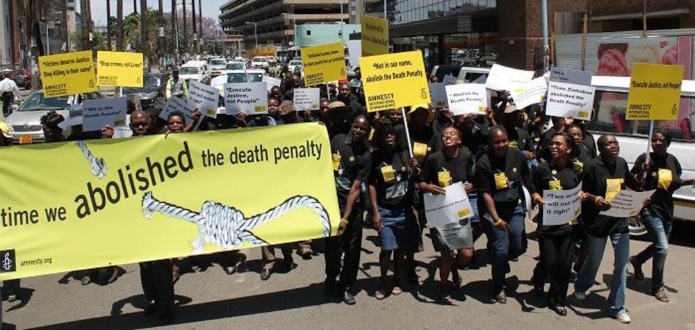  	Amnesty Zimbabwe activists march on World Day Against the Death Penalty 