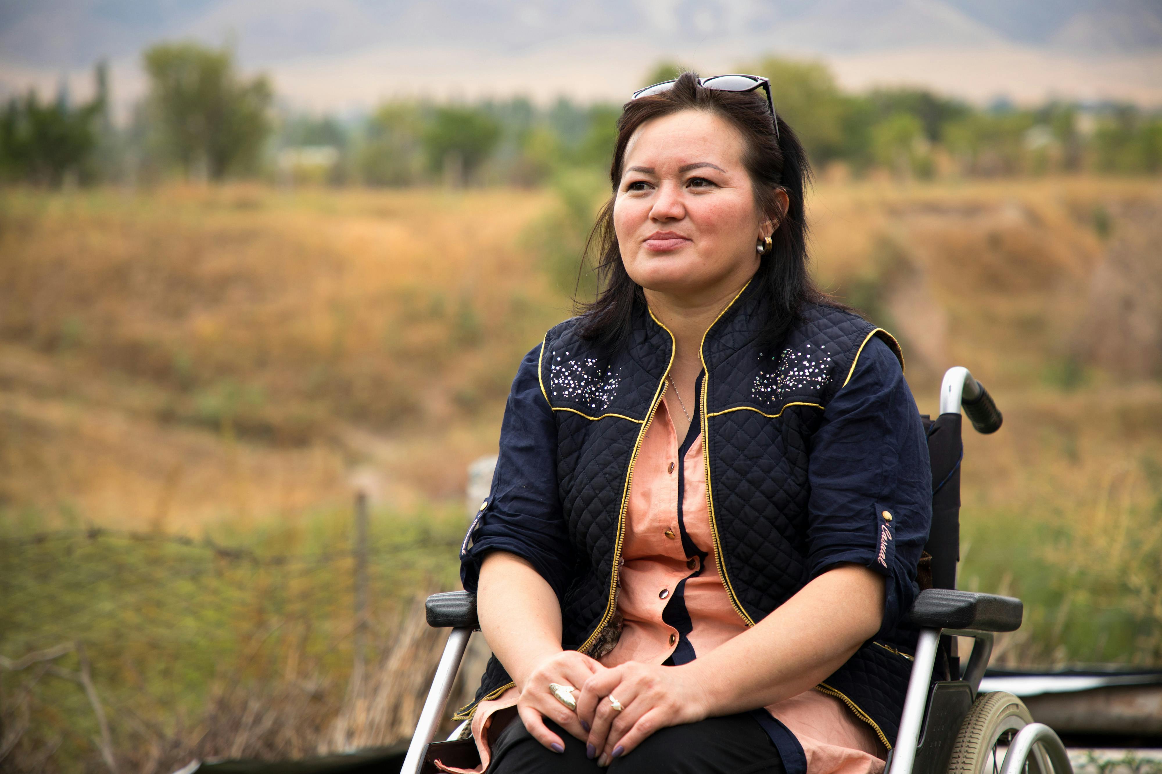 Gulzar Duishenova portrait at mother’s house, where she was born. Bishkek, Kyrgyzstan.