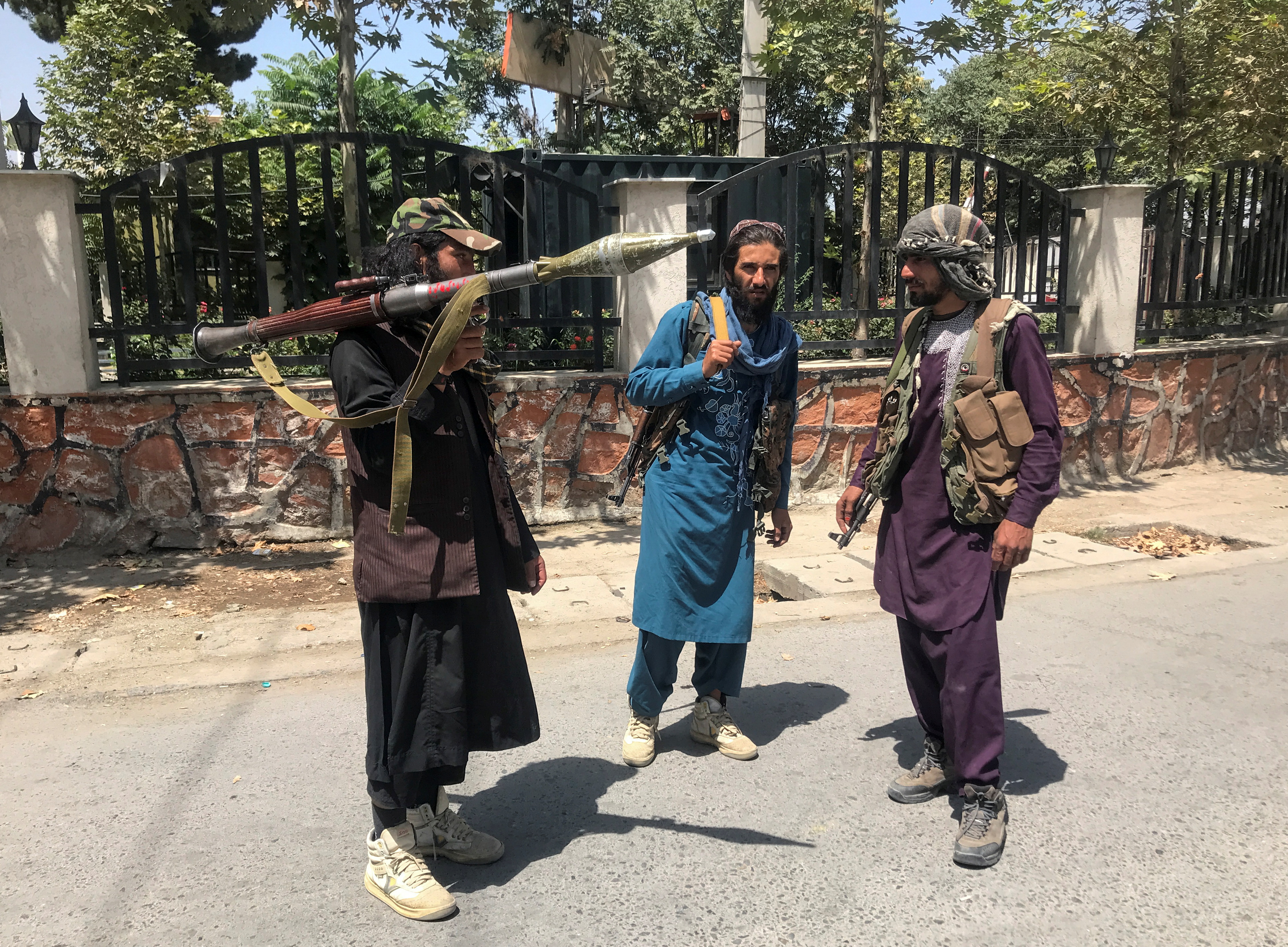 Taliban forces stand guard inside Kabul, Afghanistan August 16, 2021. REUTERS/Stringer