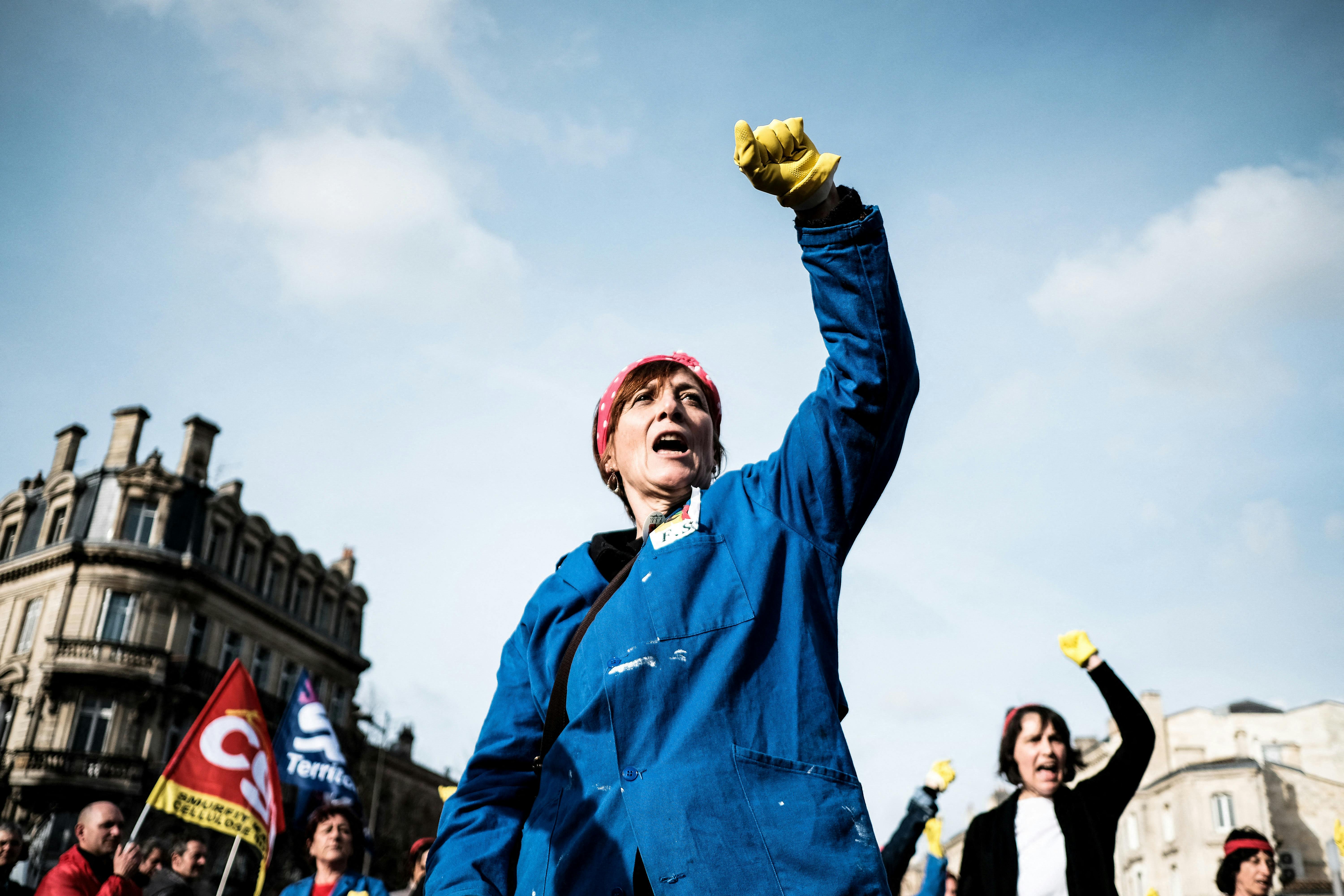 People take part in a demonstration called by several representative workers unions against French government pension reform plans that have raised many protests and multi-sector strikes since early December 2019. Bordeaux, France on January 29, 2020. Photo by Alban de Jong/ABACAPRESS.COM