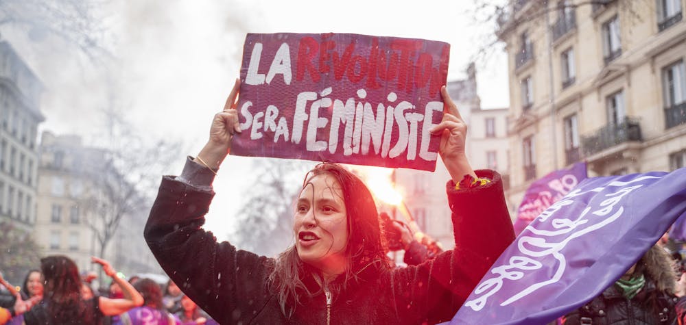 France, Paris, 08/03/2023  Manifestation du 8 mars de Place de la Republique à la Place de la Nation pour la journée internationale des droits des femmes. 
©Claire Serie / Hans Lucas.