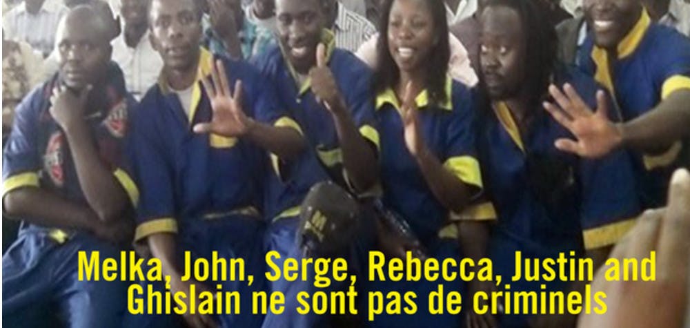 Les 6 de Goma lors de leur procès après leur arrestation en février 2016