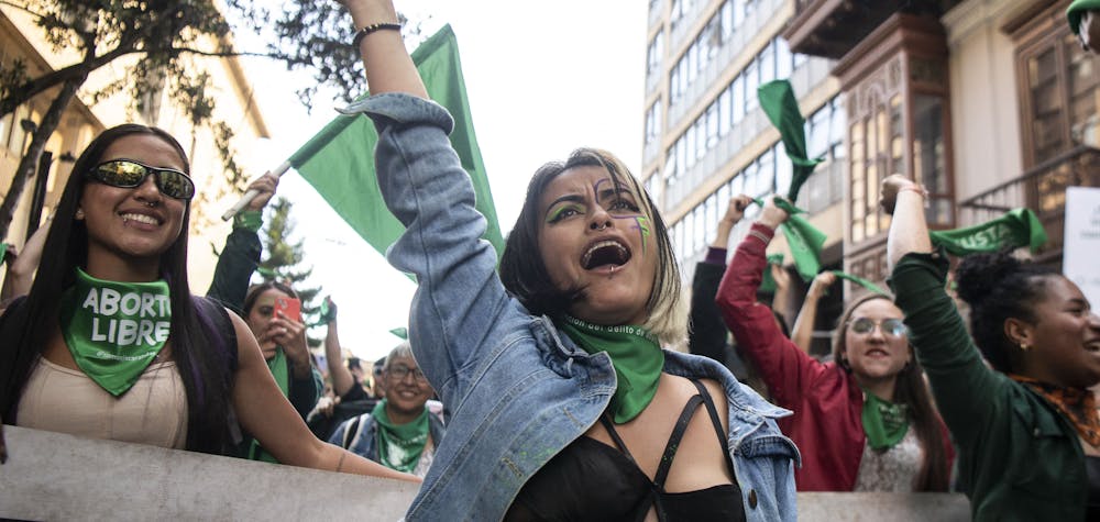 Members of feminist organizations demonstrate in favour of the decriminalization of abortion on International Safe Abortion Day, in Bogota on September 28, 2023.
Vanessa JIMENEZ / AFP