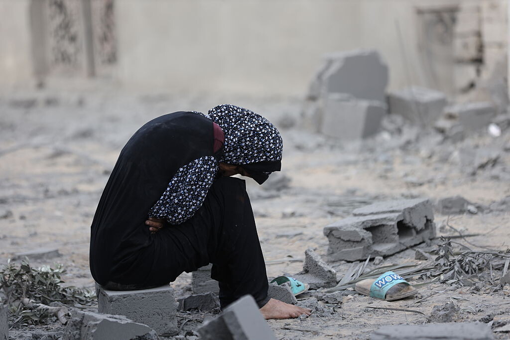GAZA CITY, GAZA - SEPTEMBER 07: A view from the area following the house belonging to the Duafi family on Yarmouk Street in the Nefaq neighborhood of Gaza City, Gaza sustained heavy damage in an early morning attack by the Israeli army on September 7, 2025. While efforts to reach Palestinians trapped under the rubble continue, extensive destruction has been reported in the area. (Photo by Khames Alrefi/Anadolu via Getty Images)