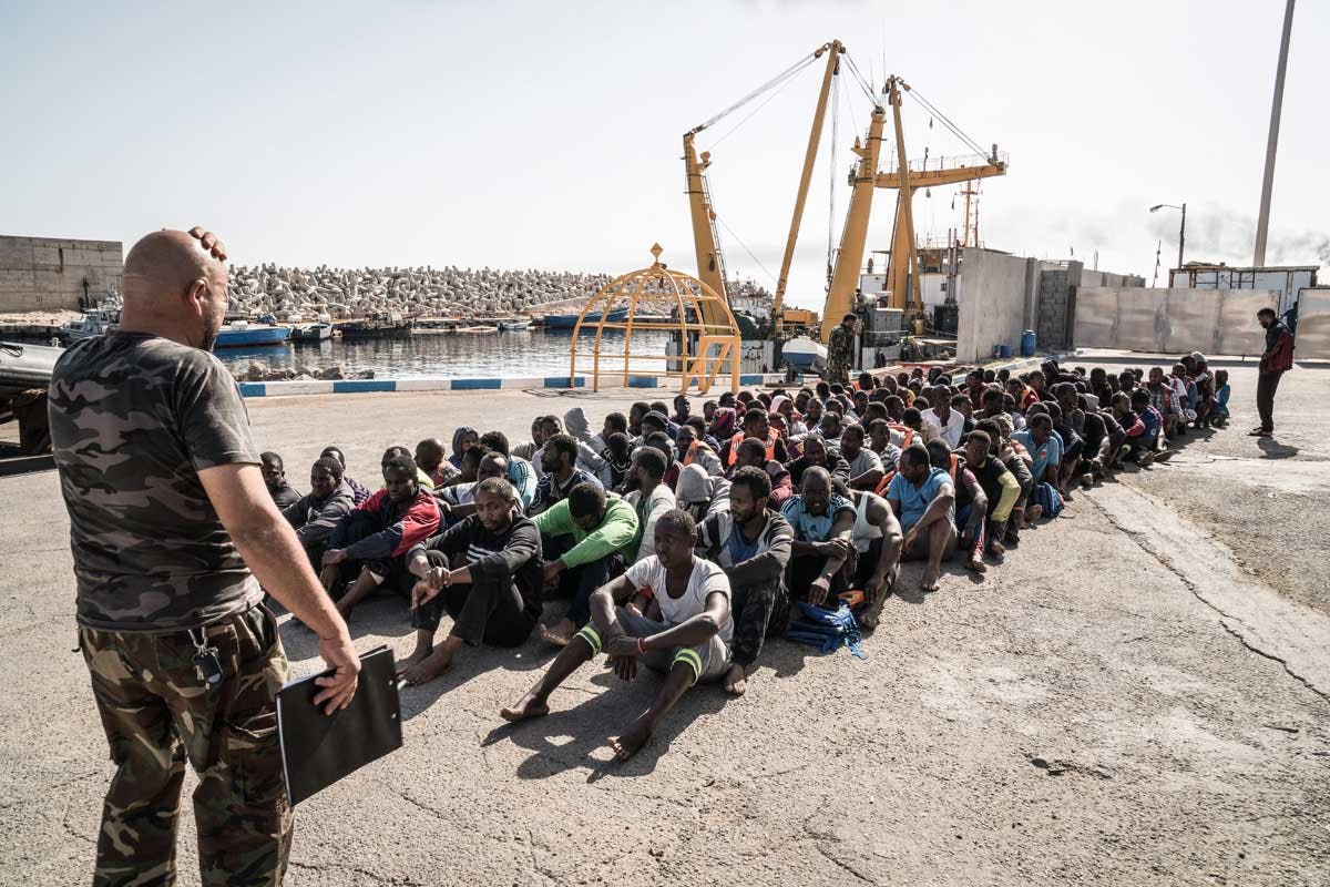 Réfugiés dans un centre de détention en Libye