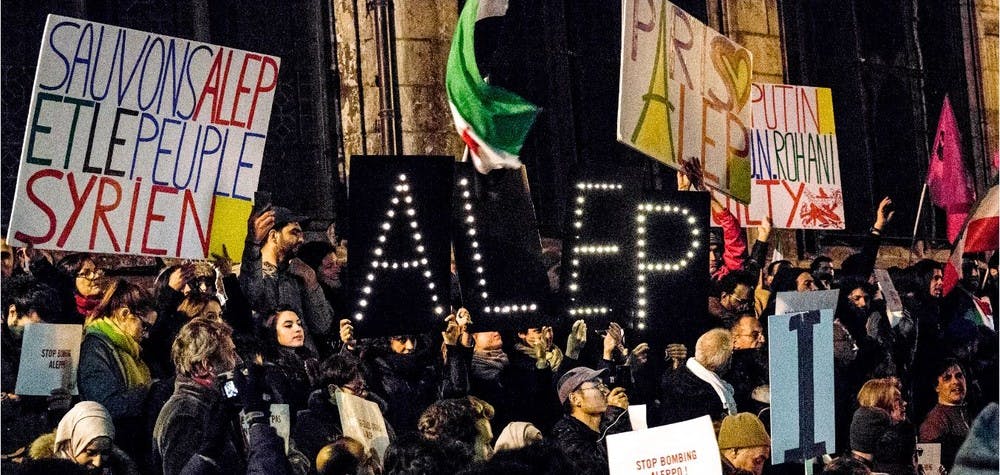 Solidarité avec les habitants d'Alep  Mobilisation à Paris, place 

Stravinsky, le 14/12/2016