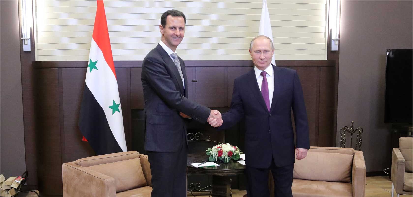 Les présidents Syrien et Russe lors d'une rencontre à Sotchi 21/11/2017