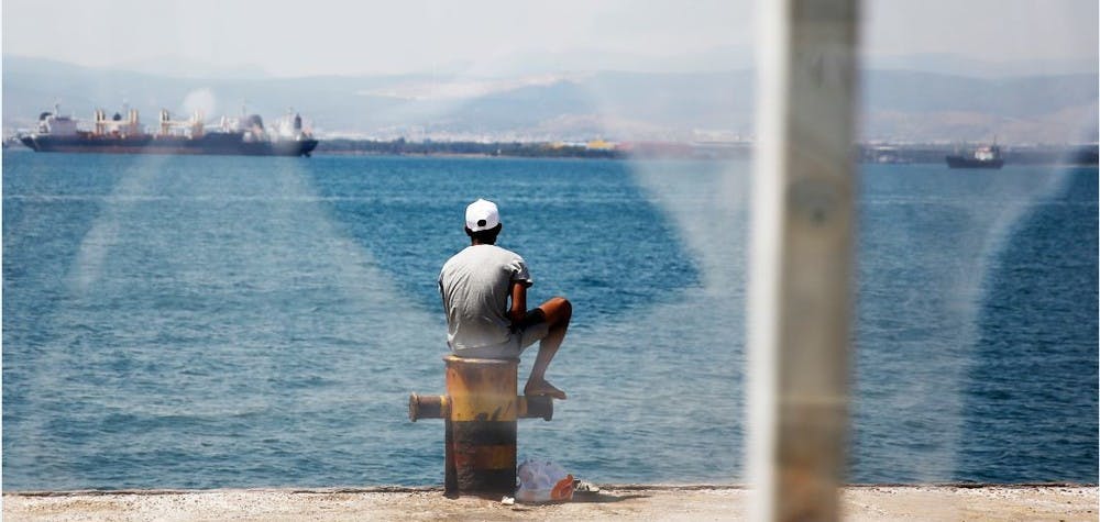 Réfugié dans le camp de Skaramagas près d'Athènes