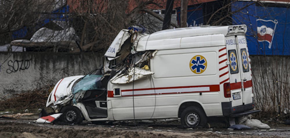  BUCHA, UKRAINE - APRIL 03: A photo shows damages from conflict areas in the Hostomel region, as Russian attacks on Ukraine continue, on April 03, 2022 in Bucha, Ukraine. (Photo by Metin Aktas/Anadolu Agency via Getty Images) 