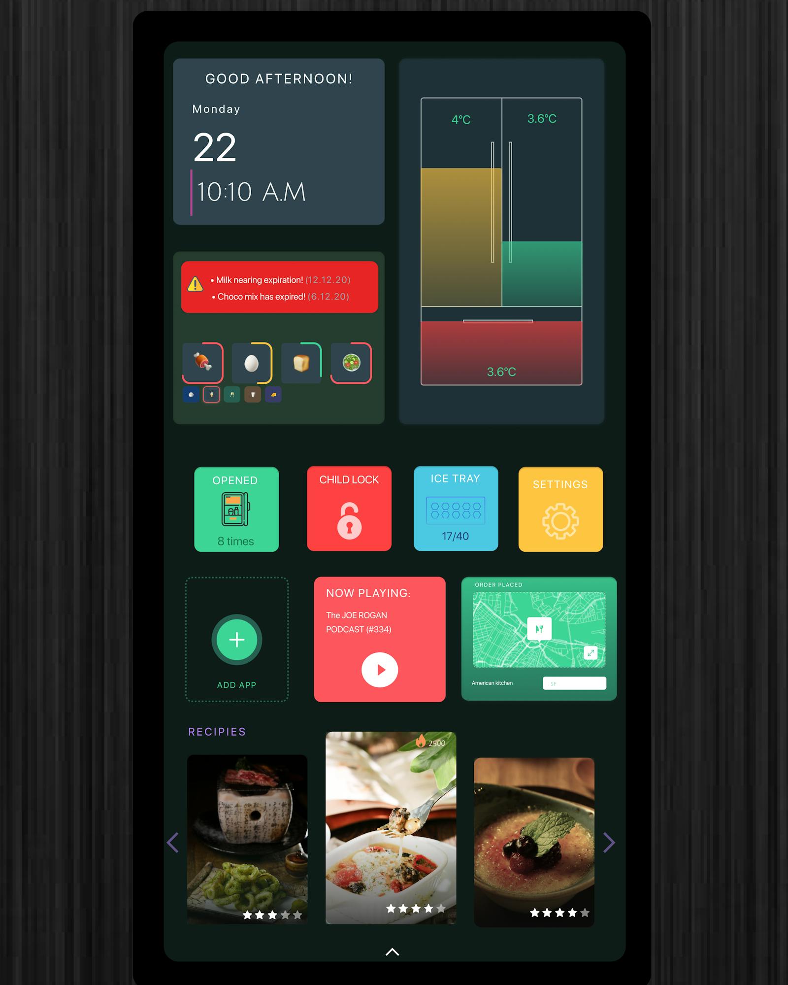 UI concept for smart refrigerator