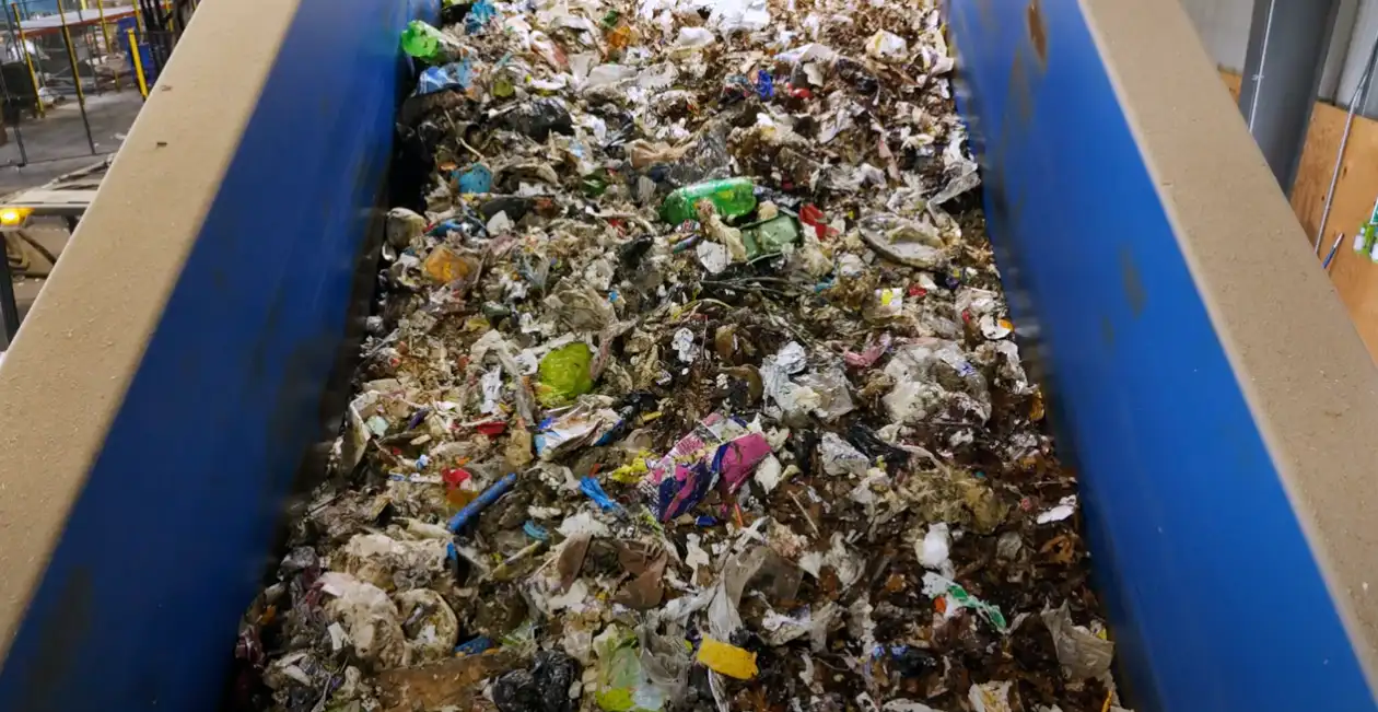 Trash being sorted by AMP Sortation technology