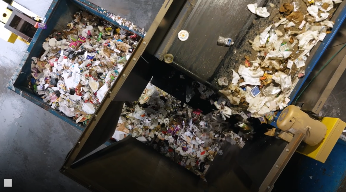 Trash being sorted by AMP technology