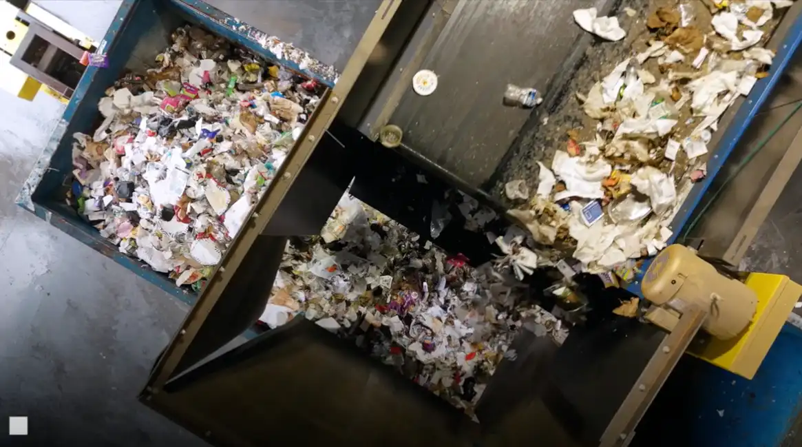 Trash being sorted by AMP technology