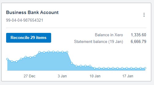 xero bank account with outstanding items to reconcile