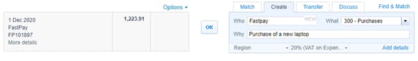 xero bank account transaction ready to reconcile