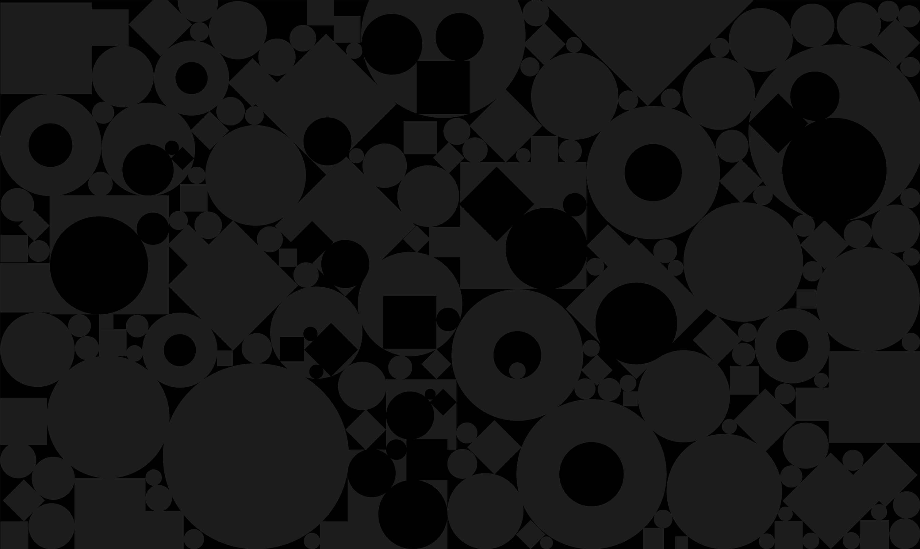 Abstract pattern of various black geometric shapes, including circles, squares, and diamonds, closely arranged to reference the Andium logo and overall brand aesthetics, creating a dense, textured background.