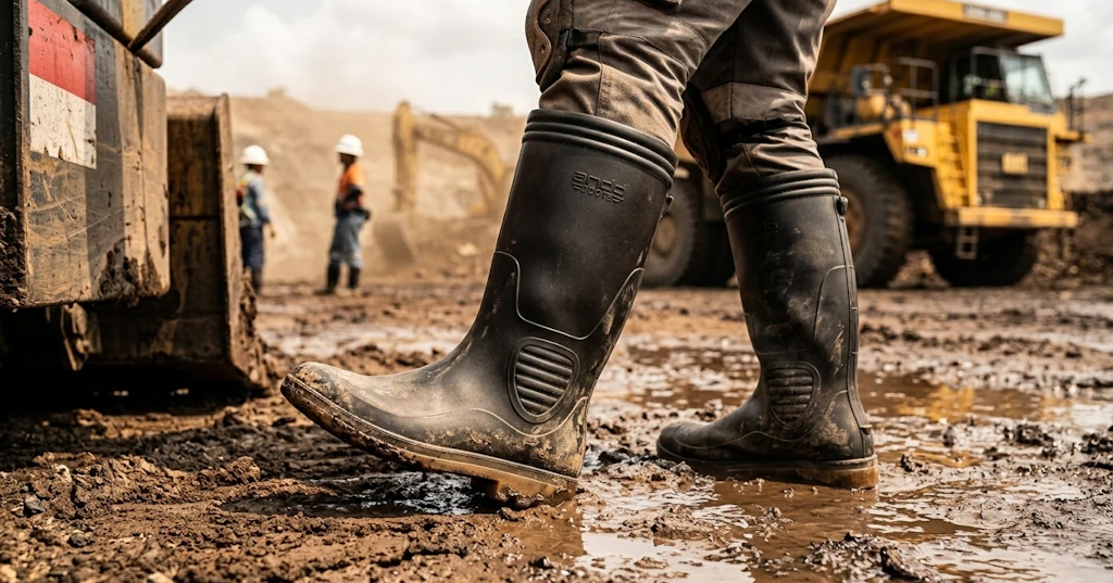 Sepatu Boot Heavy-Duty untuk Pertambangan dan Konstruksi
