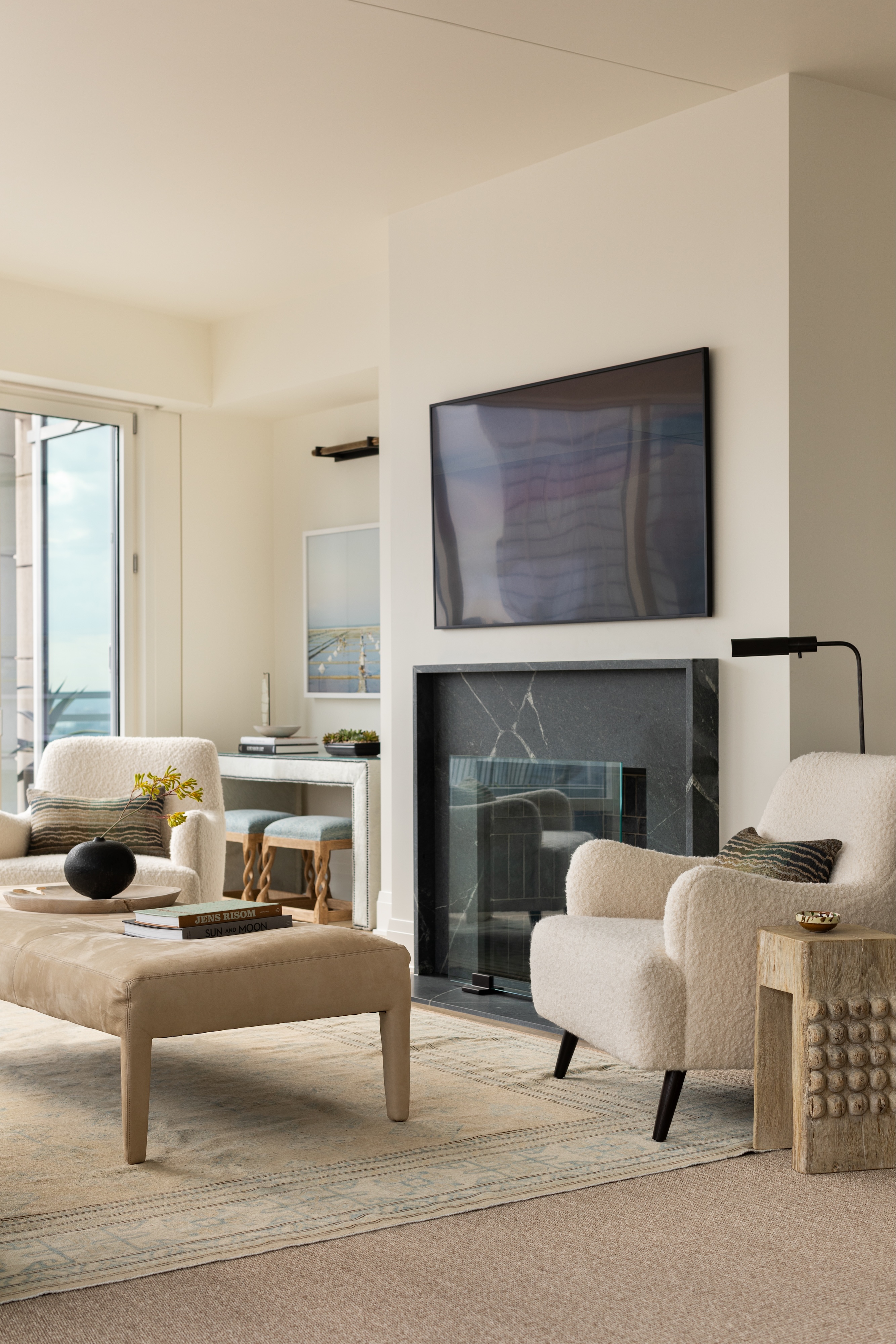 Andrea Goldman Luxury Interior Design Firm Chicago City Sanctuary Sittingroom Fireplace