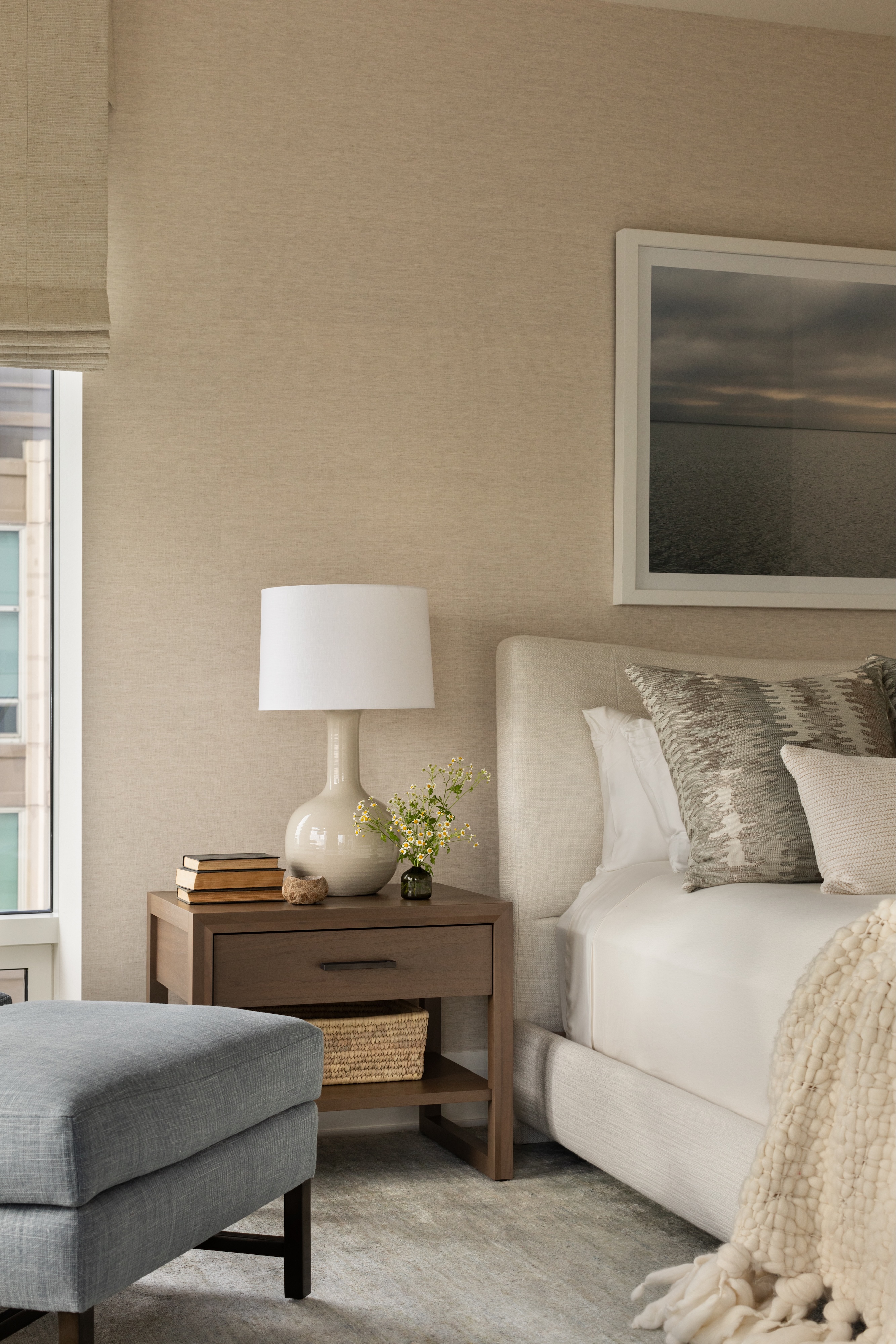 Andrea Goldman Luxury Interior Design Firm Chicago City Sanctuary Bedroom Nightstand