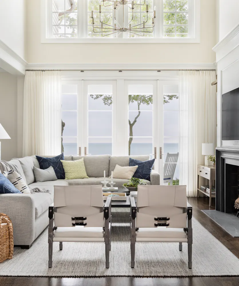 Andrea Goldman Luxury Interior Design Firm Chicago Coastal Residence Openplan Livingroom