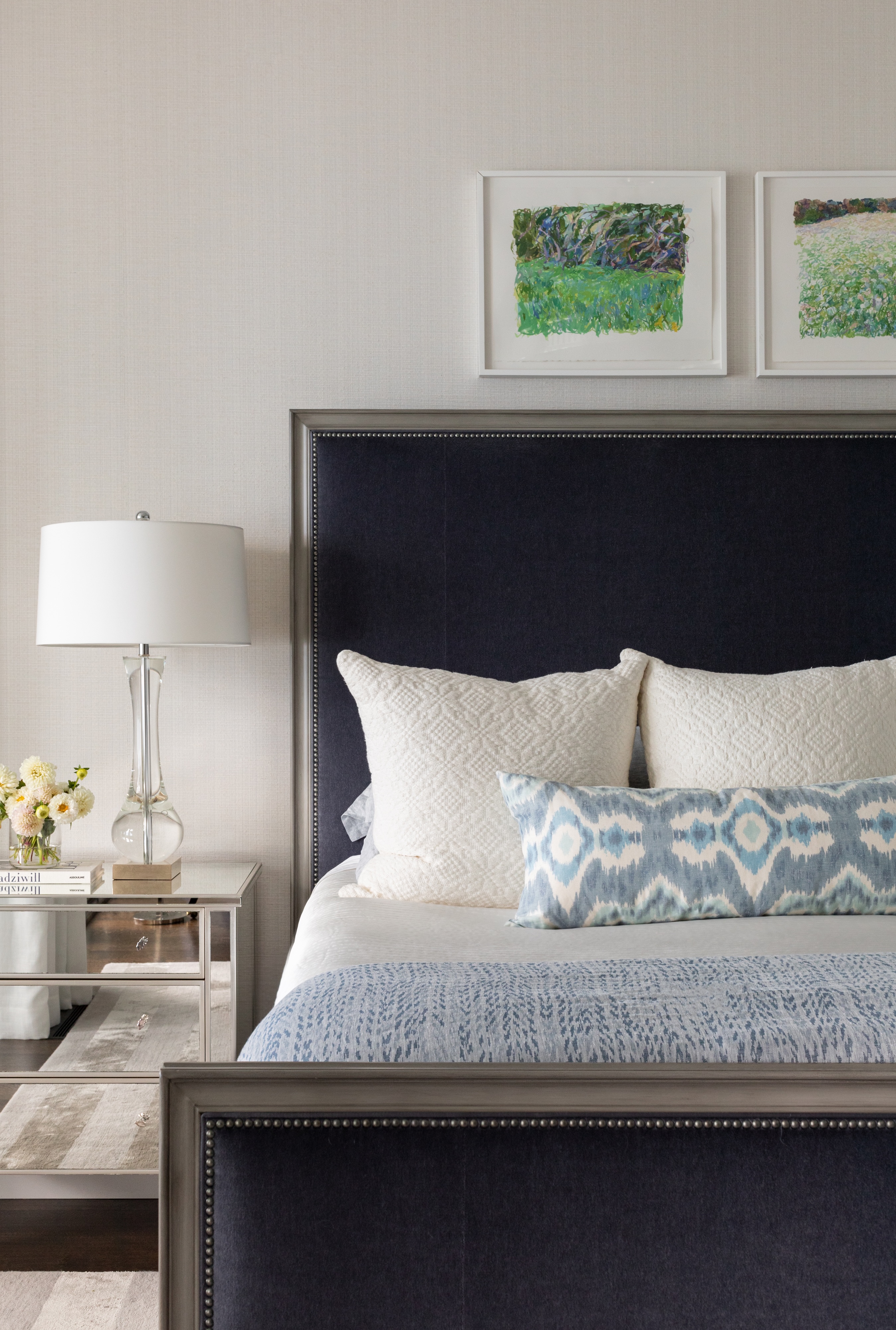 Andrea Goldman Luxury Interior Design Firm Chicago Coastal Residence Primary Bedroom