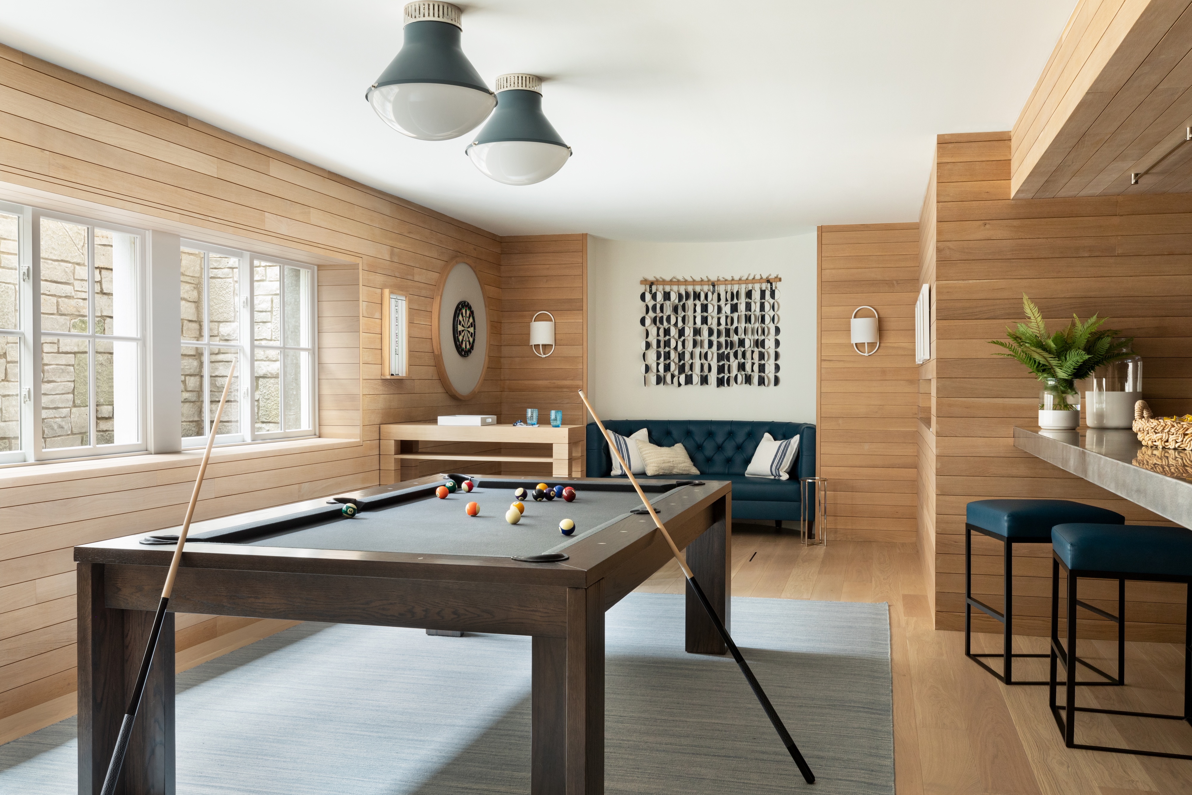 Andrea Goldman Luxury Interior Design Firm Chicago Coastal Residence Entertainment Lounge Gameroom