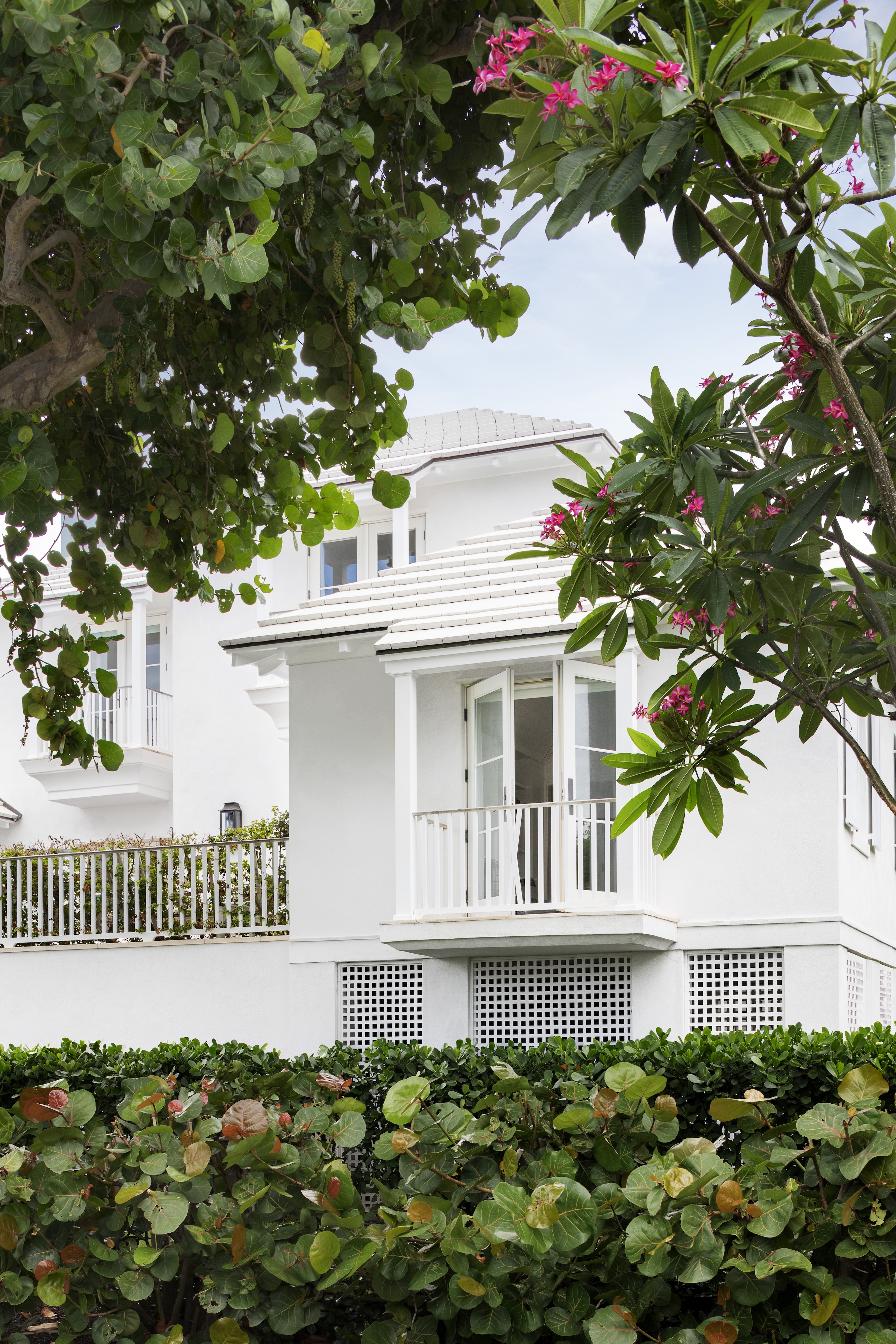 N  Andrea Goldman Luxury Interior Design Firm Chicago Floridian Guest House Exterior Front Balcony detail