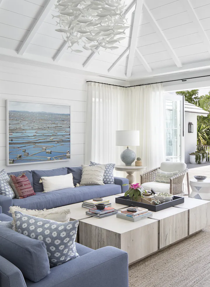 OB Andrea Goldman Luxury Interior Design Firm Chicago Floridian Guest House Openplan Livingroom Verticalshot