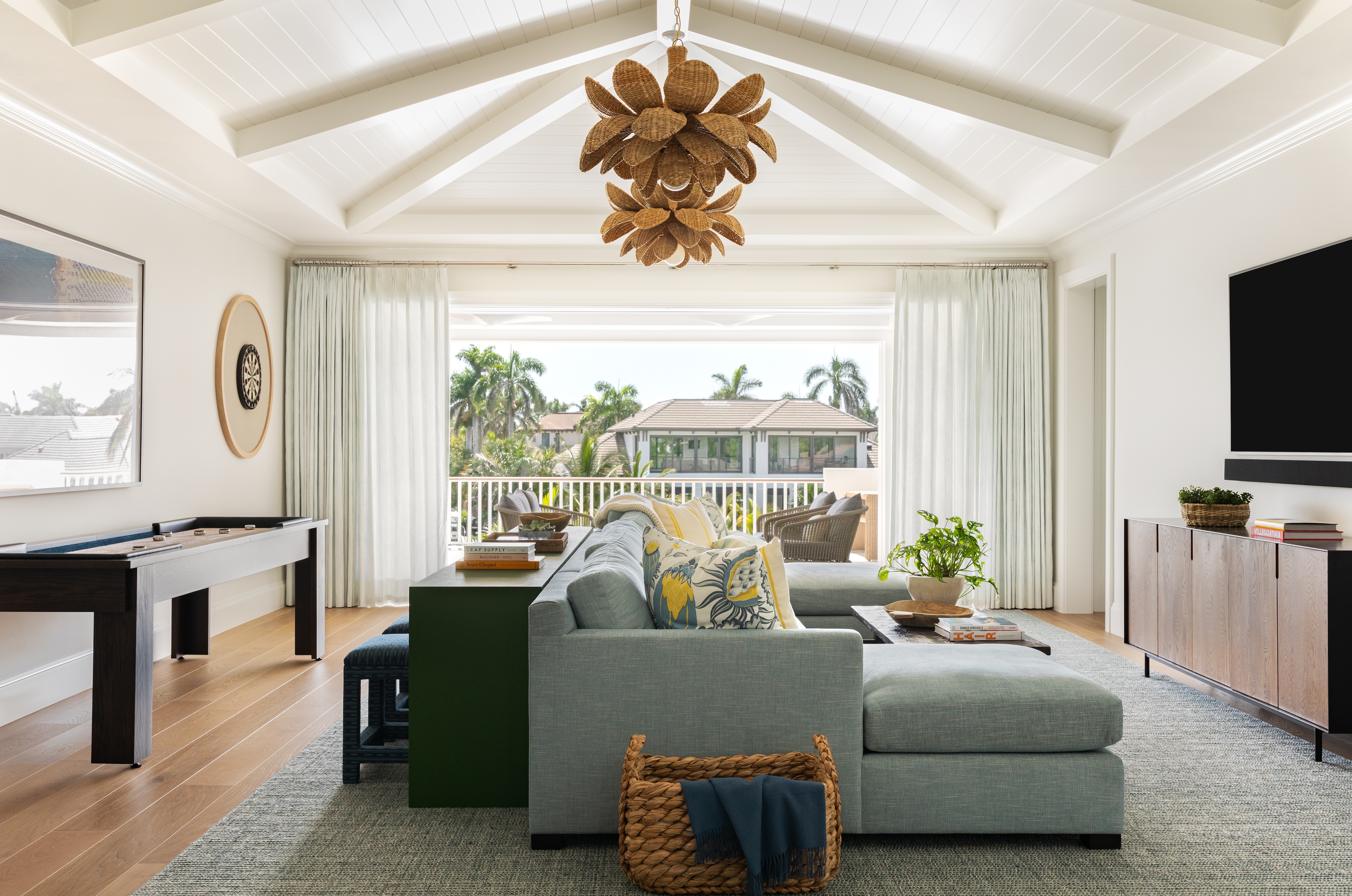 P9 Andrea Goldman Luxury Interior Design Firm Chicago Naples Vacation Home Gameroom TV Lounge