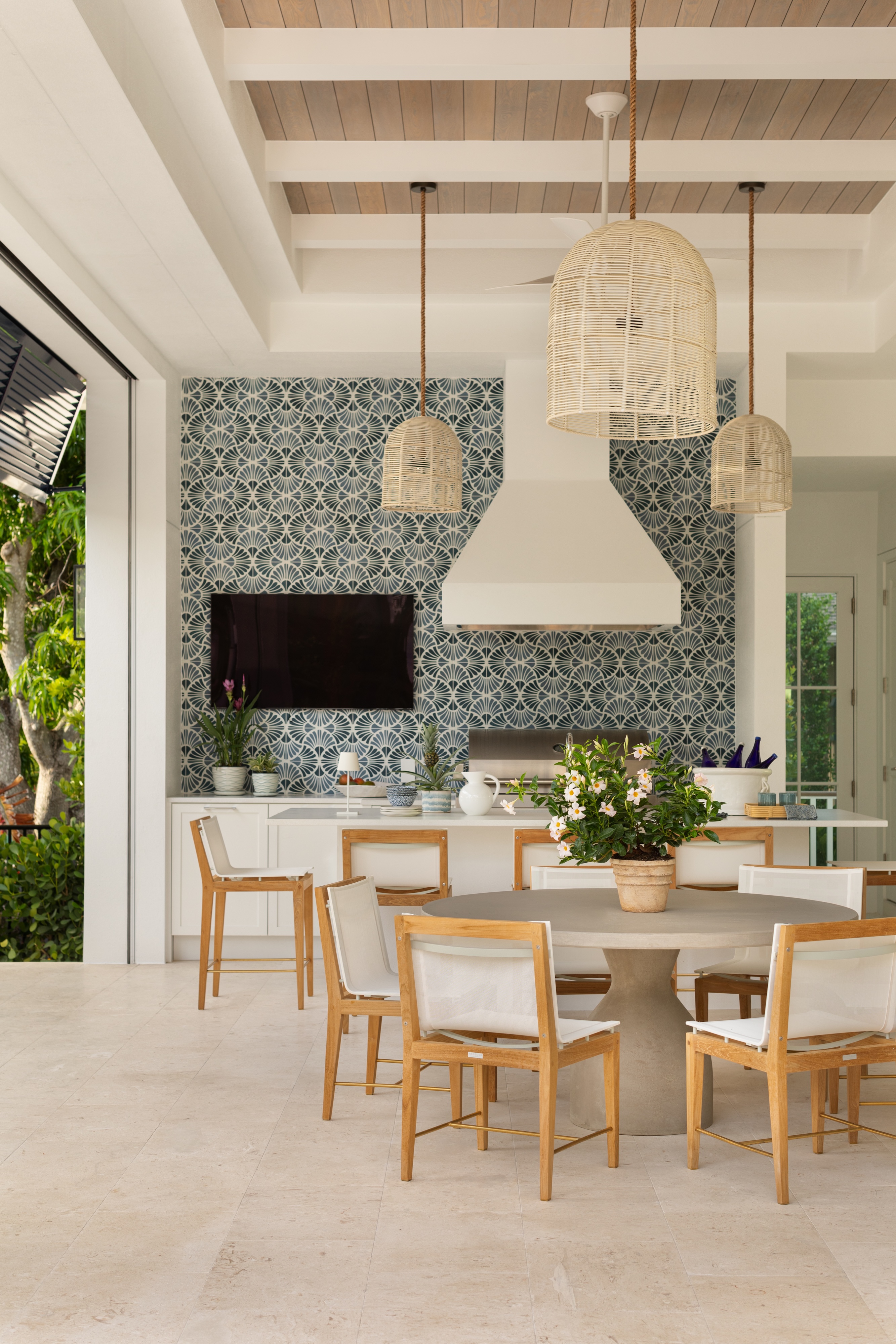 P  Andrea Goldman Luxury Interior Design Firm Chicago Naples Vacation Home Poolside Dining Kitchen