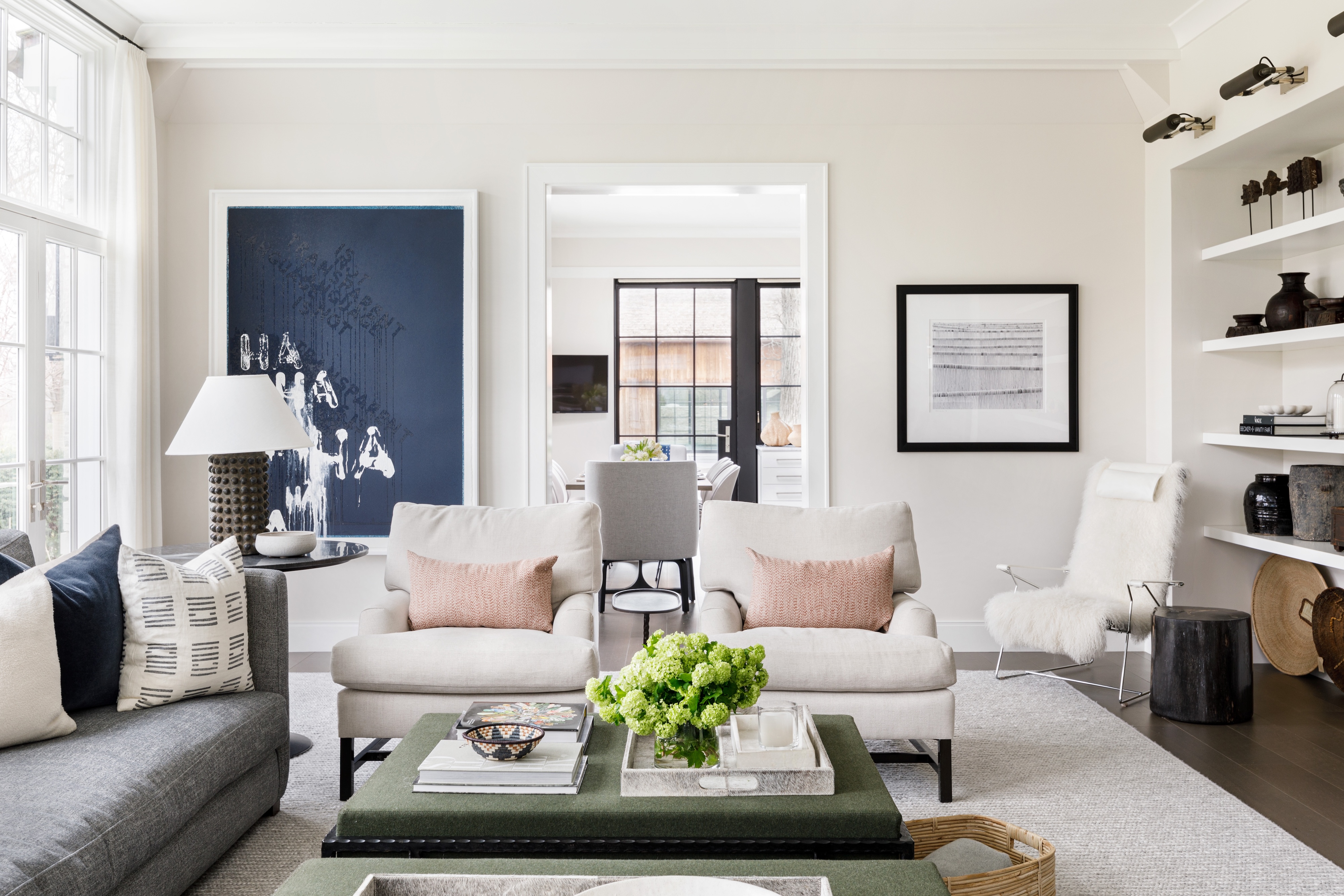 WR Andrea Goldman Luxury Interior Design Firm Chicago Winnetka Compound Living Room