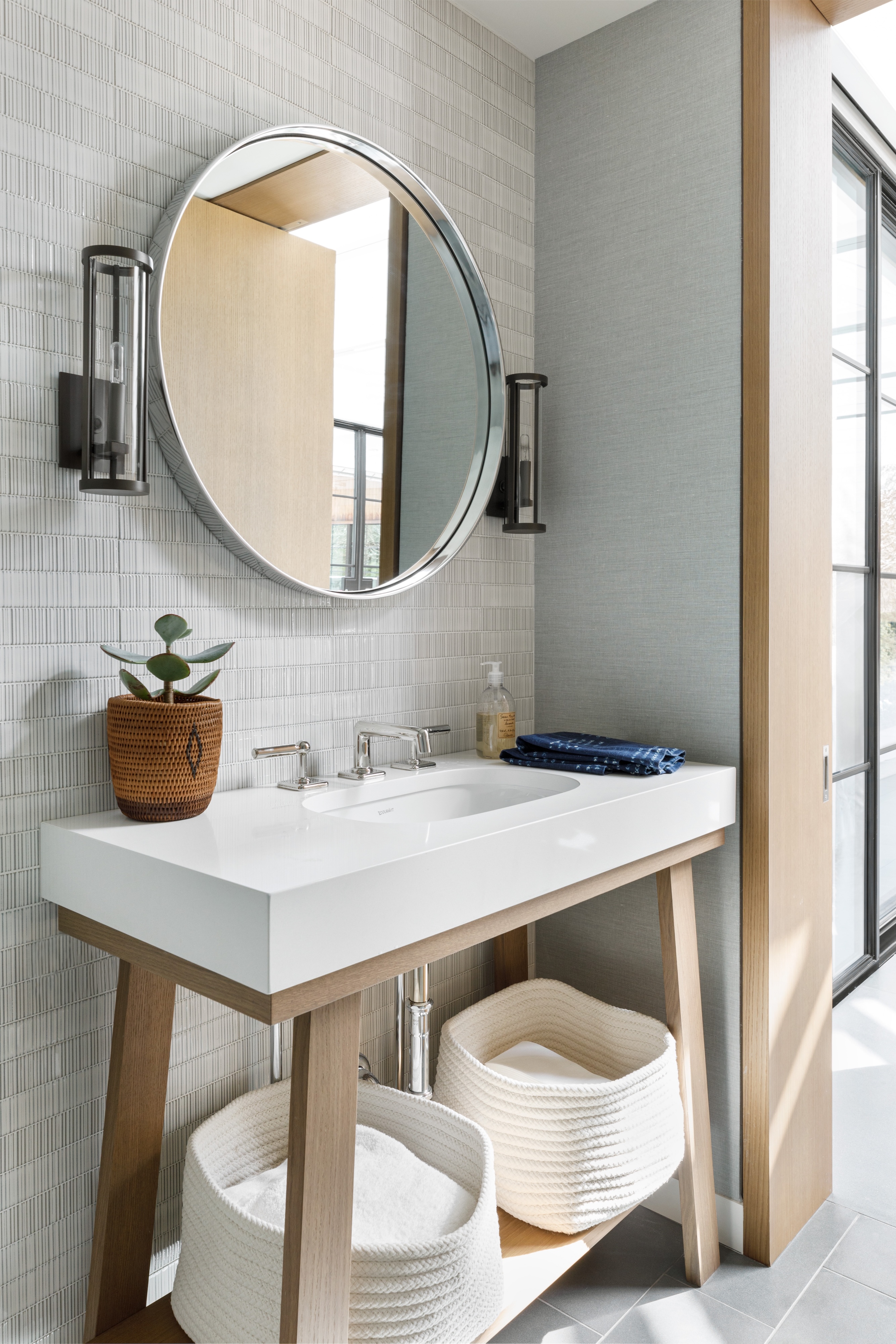 W3 Andrea Goldman Luxury Interior Design Firm Chicago Winnetka Compound Guest Bathroom Vanity