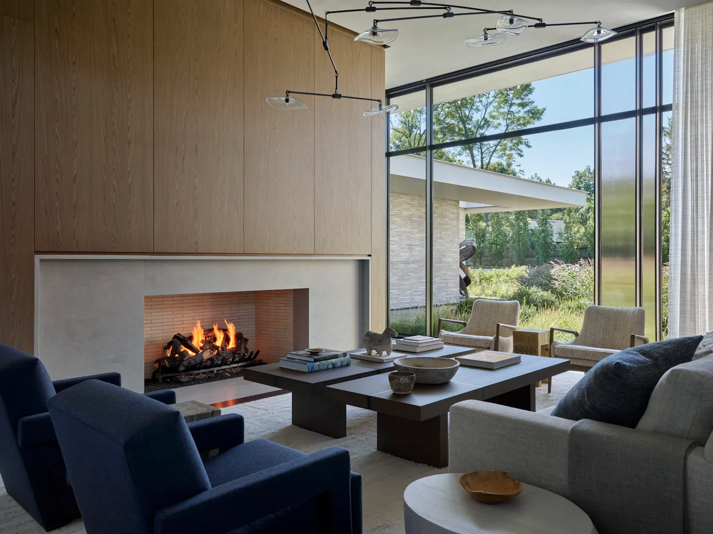 YQ Andrea Goldman Luxury Interior Design Firm Chicago The Evergreen House Openplan Livingroom Fireplace