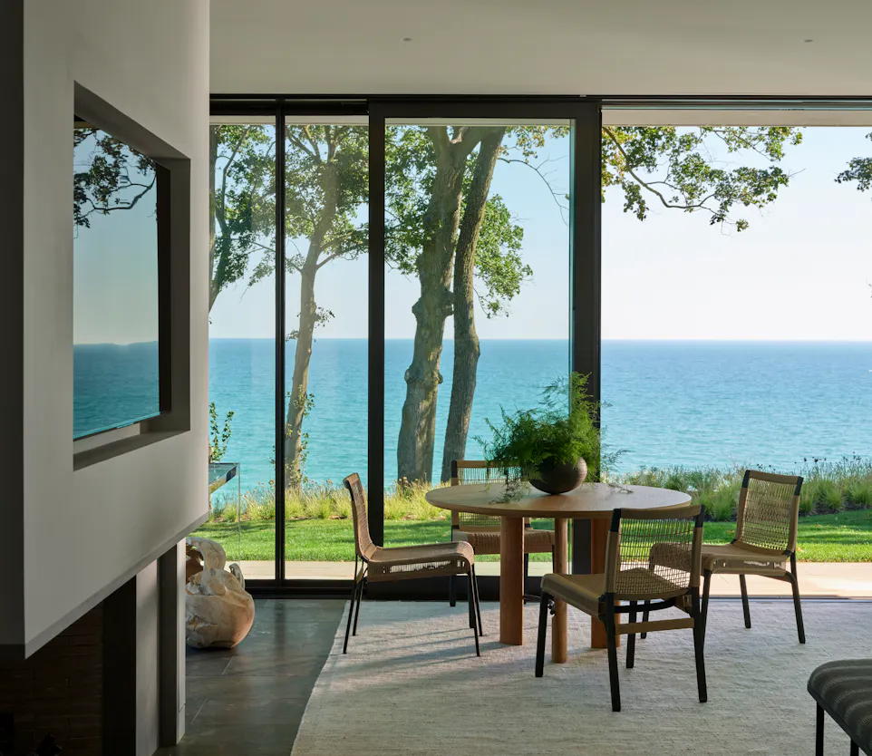 Yd Andrea Goldman Luxury Interior Design Firm Chicago The Evergreen House Openplan Dining Lakeviews