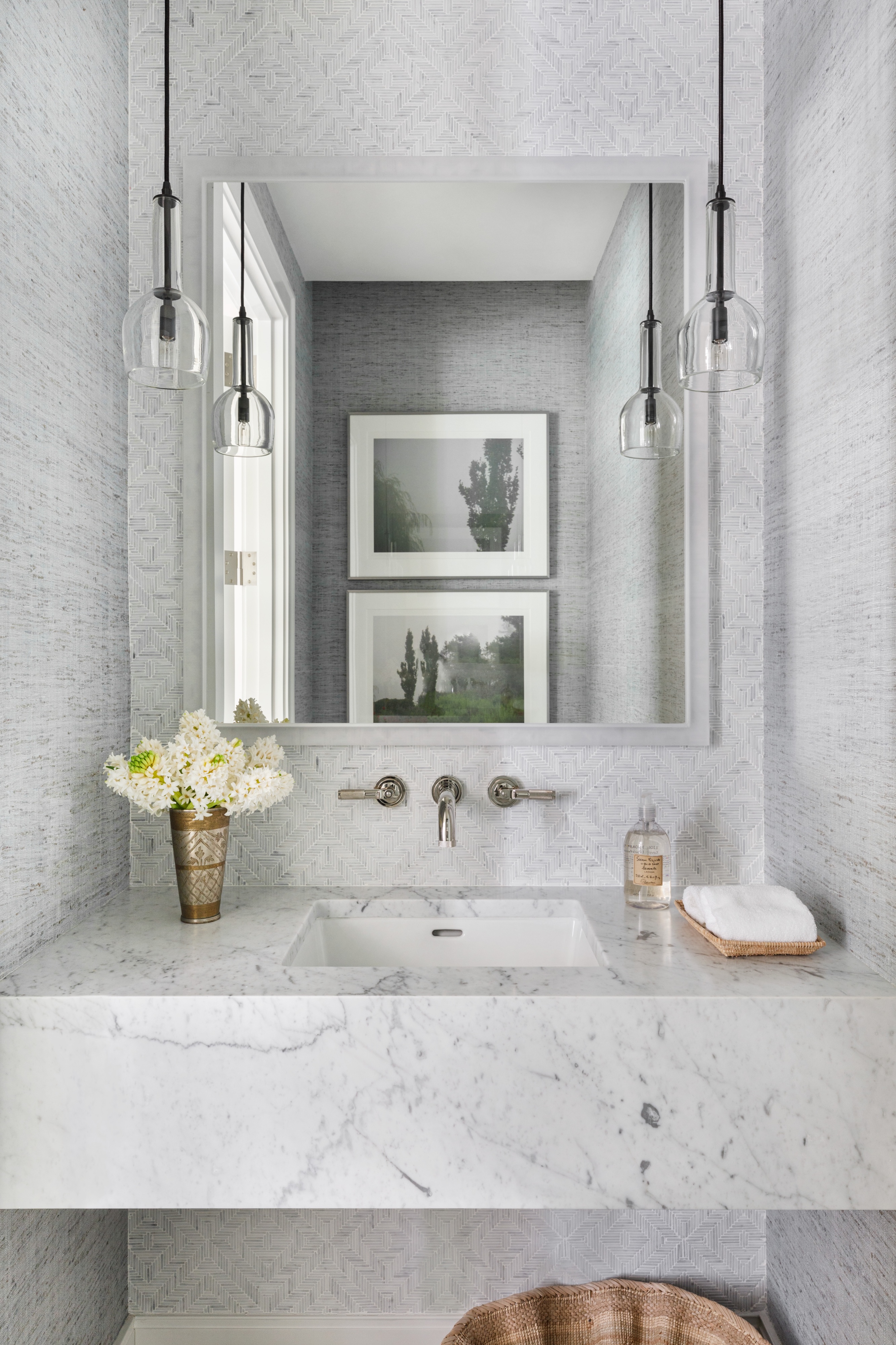 Andrea Goldman Luxury Interior Design Firm Chicago Winnetka Compound Guest Bathroom