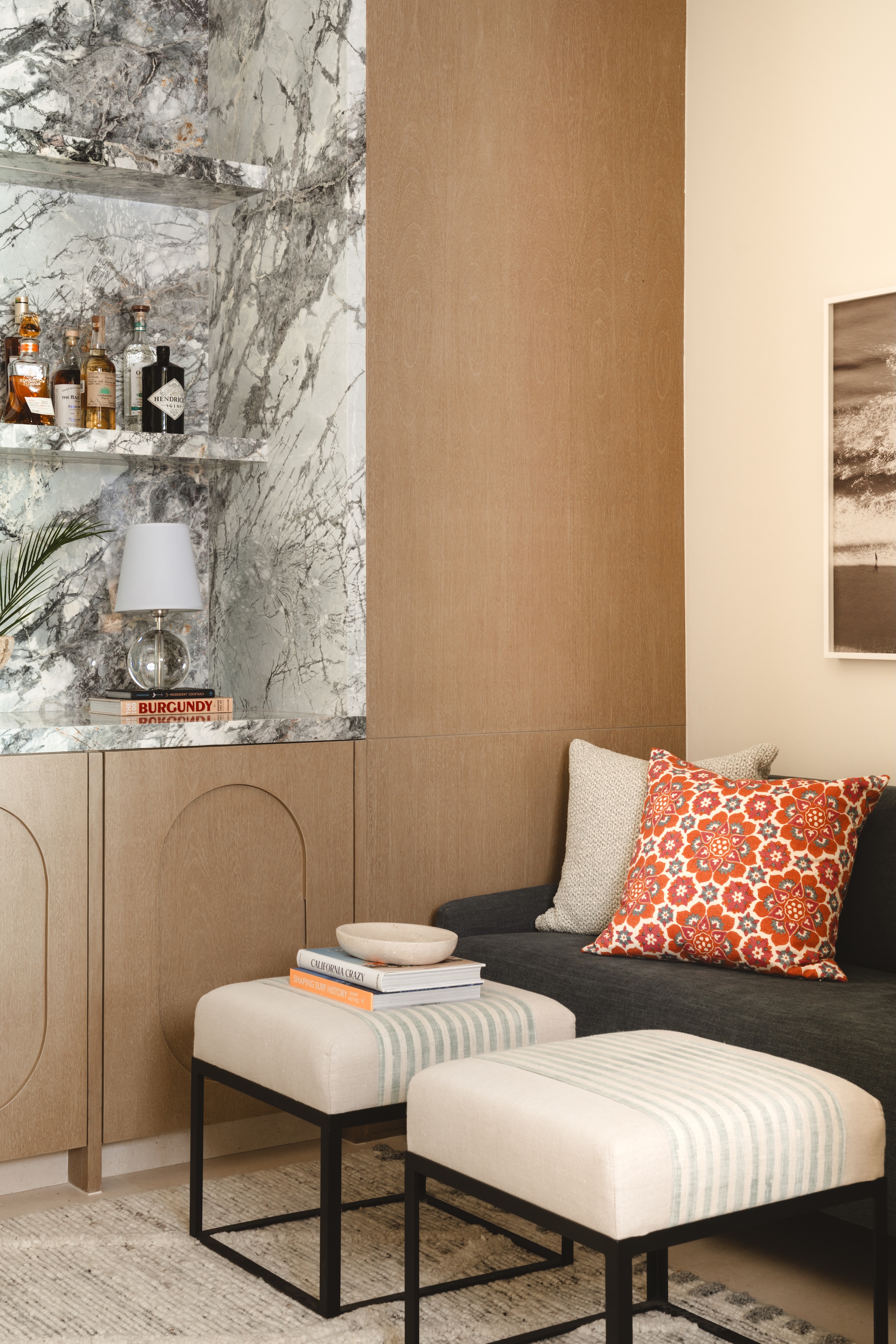 Andrea Goldman Luxury Interior Design Firm Chicago Gray Cabo Bar Nook