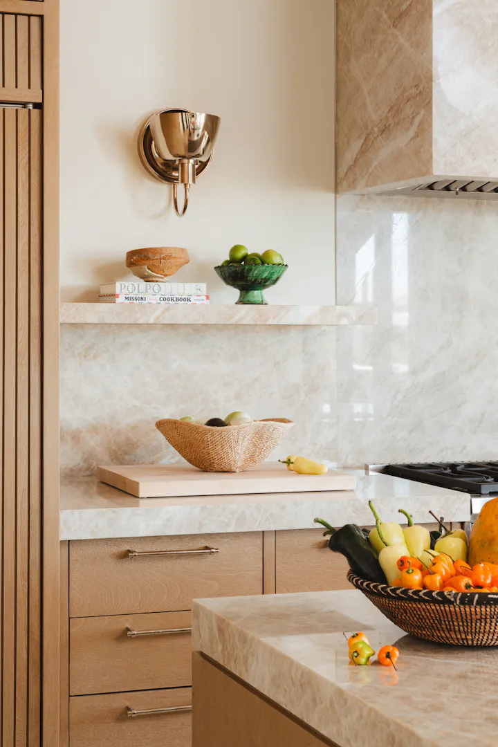 Andrea Goldman Luxury Interior Design Firm Chicago Gray Cabo Kitchen Shelves