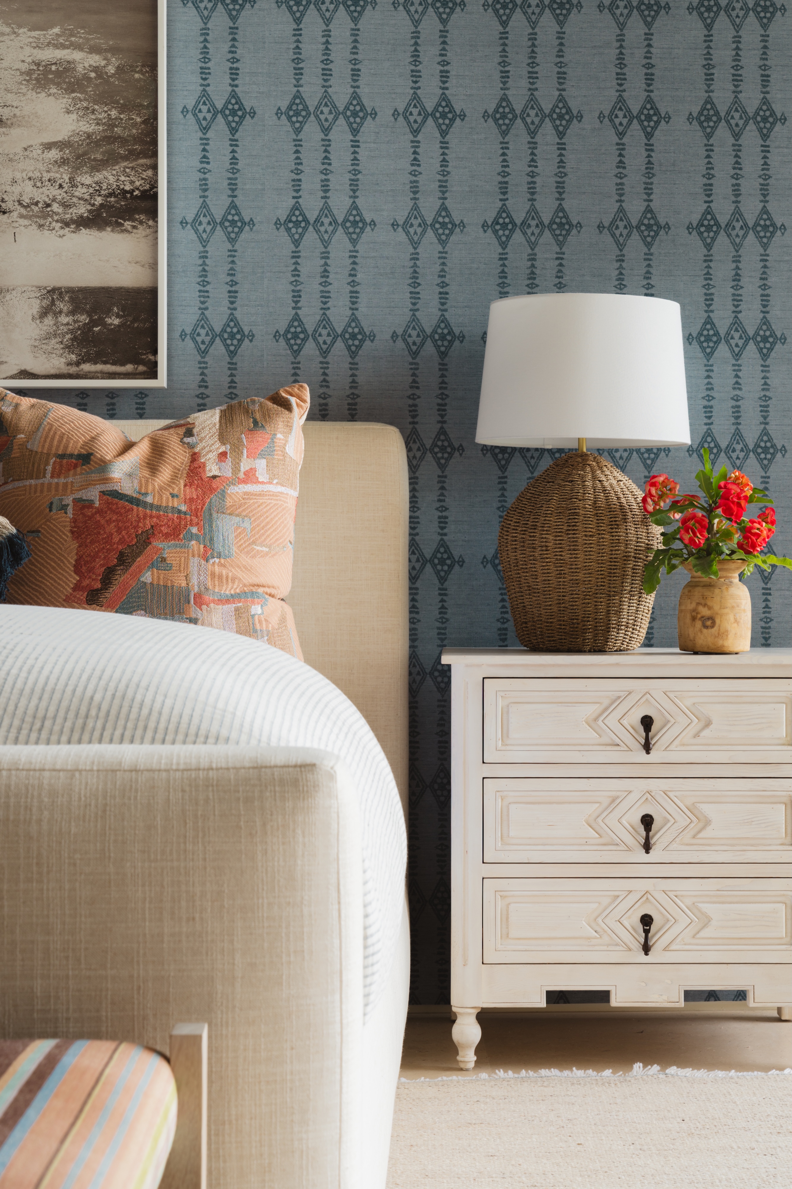 Andrea Goldman Luxury Interior Design Firm Chicago Gray Cabo Master Bedside Table