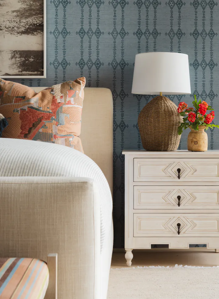 Andrea Goldman Luxury Interior Design Firm Chicago Gray Cabo Master Bedside Table